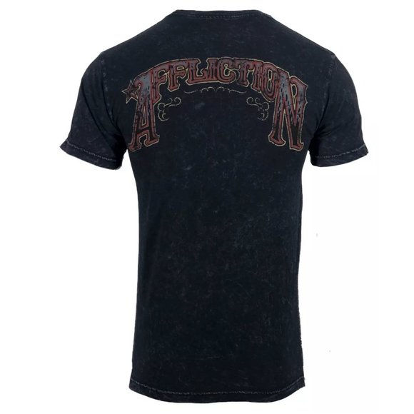 AFFLICTION Men's T-shirt AC IROQUOIS BLACK LAVA Bi - Picture 3 of 6